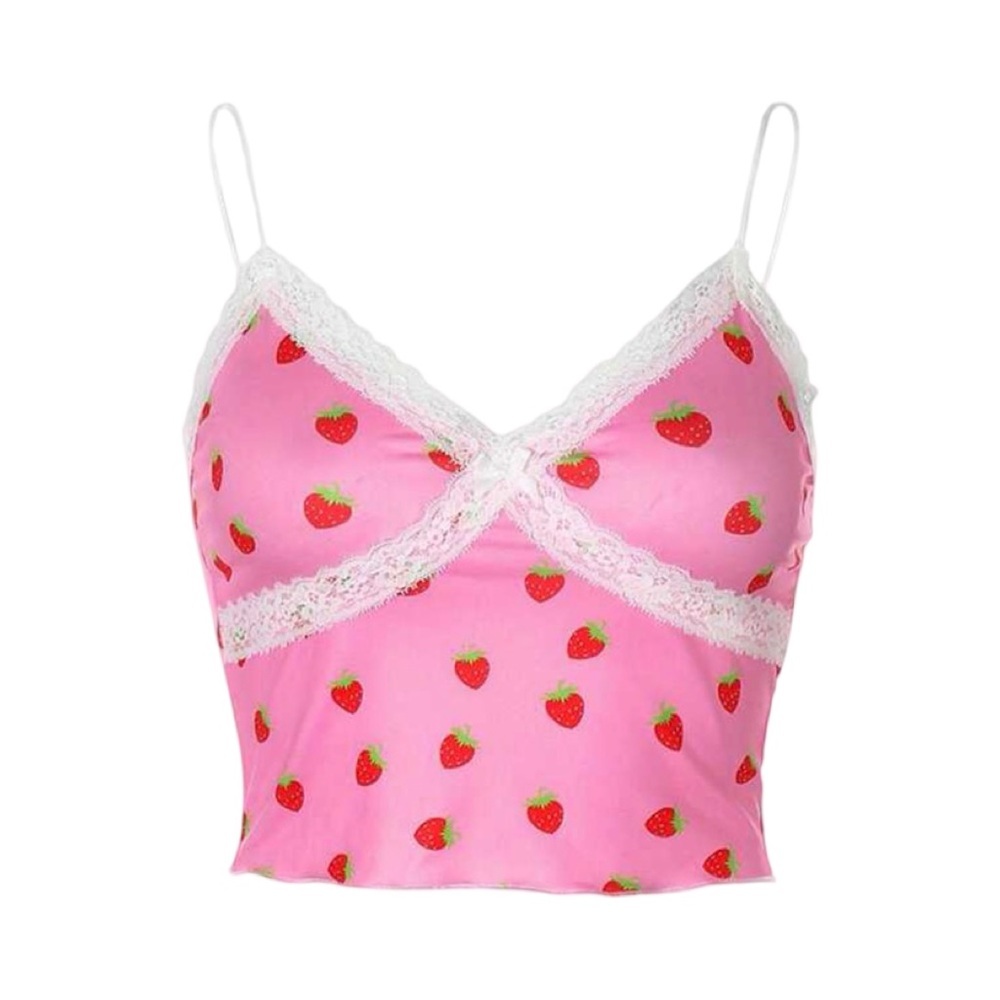 Pink Strawberry Print Camisole